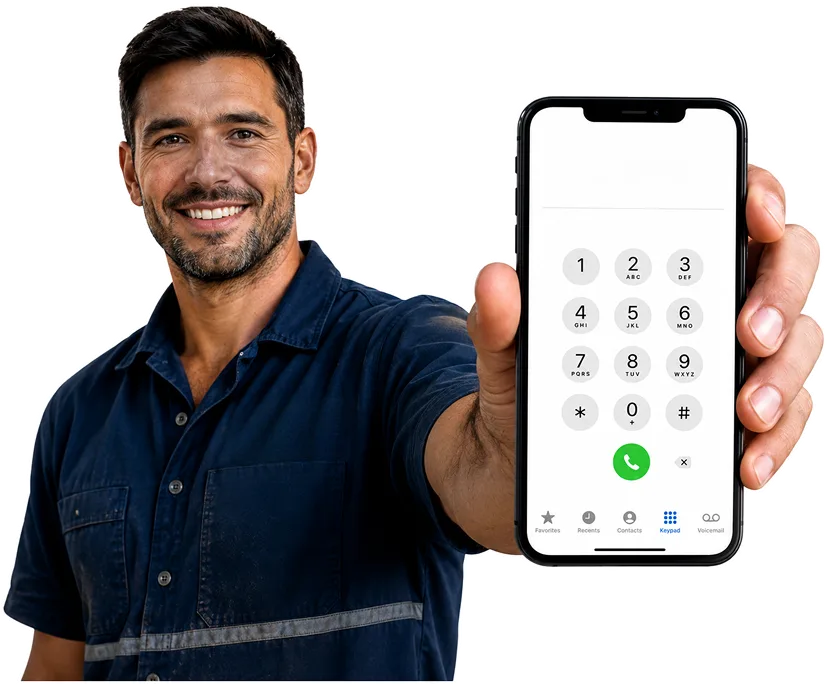 Plumber on the phone taking a Acacia Gardens callout