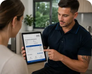 Plumber explaining a service estimate in Acacia Gardens